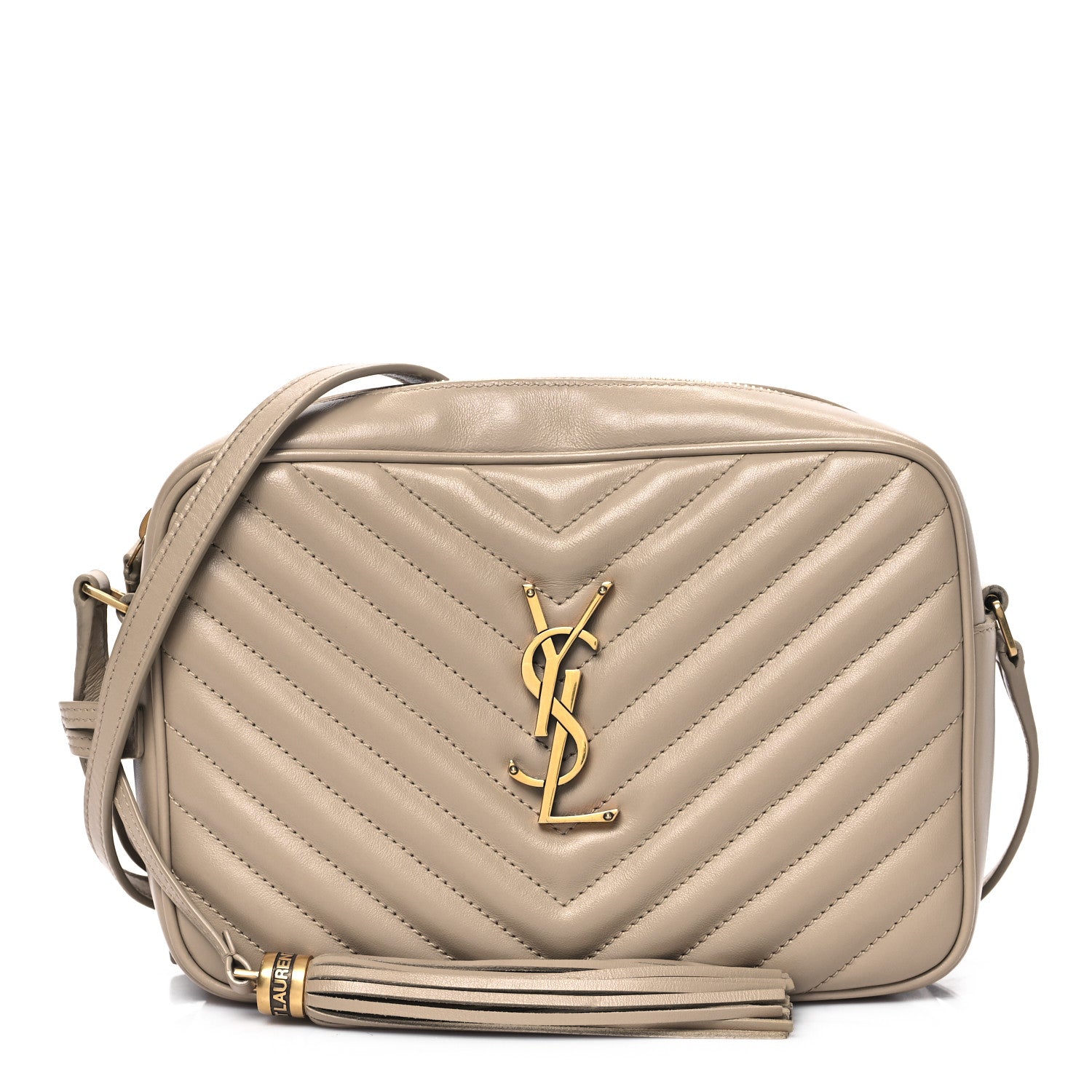 Saint Laurent Calfskin Matelasse Monogram Lou Camera Bag Dark Beige 1 of 11