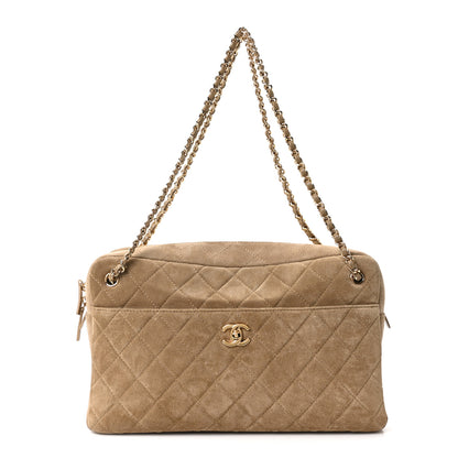 Chanel Suede Calfskin Maxi Camera Case Dark Beige 1 of 11
