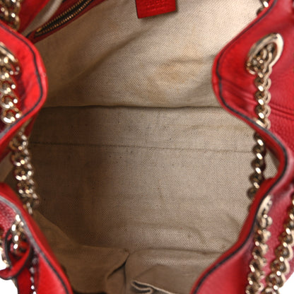 Gucci Pebbled Calfskin Medium Soho Chain Shoulder Bag Tabasco Red 5 of 13