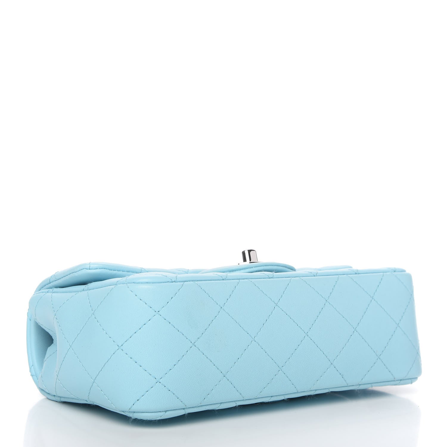 Chanel Lambskin Quilted Mini Rectangular Flap Neon Blue 4 of 11