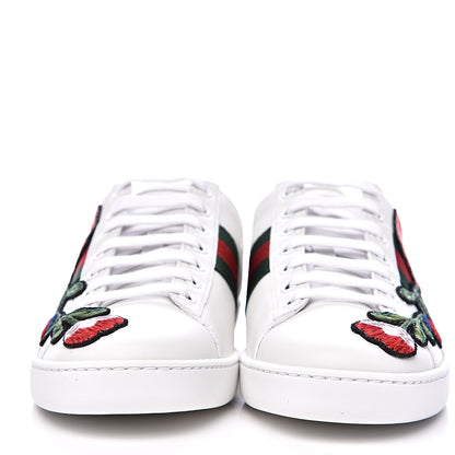 Gucci Calfskin Web Floral Embroidered Womens Ace Sneakers 36 White 2 of 10