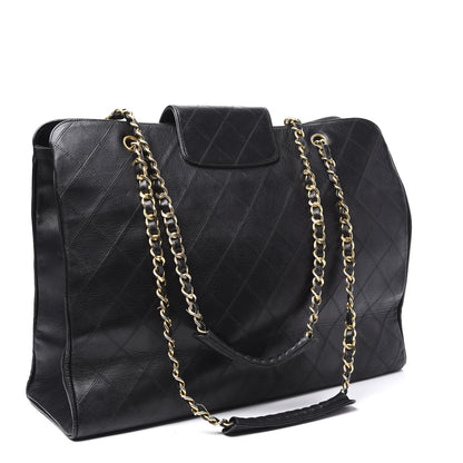 Chanel Calfskin Stitched XL Weekender Black 2 of 14