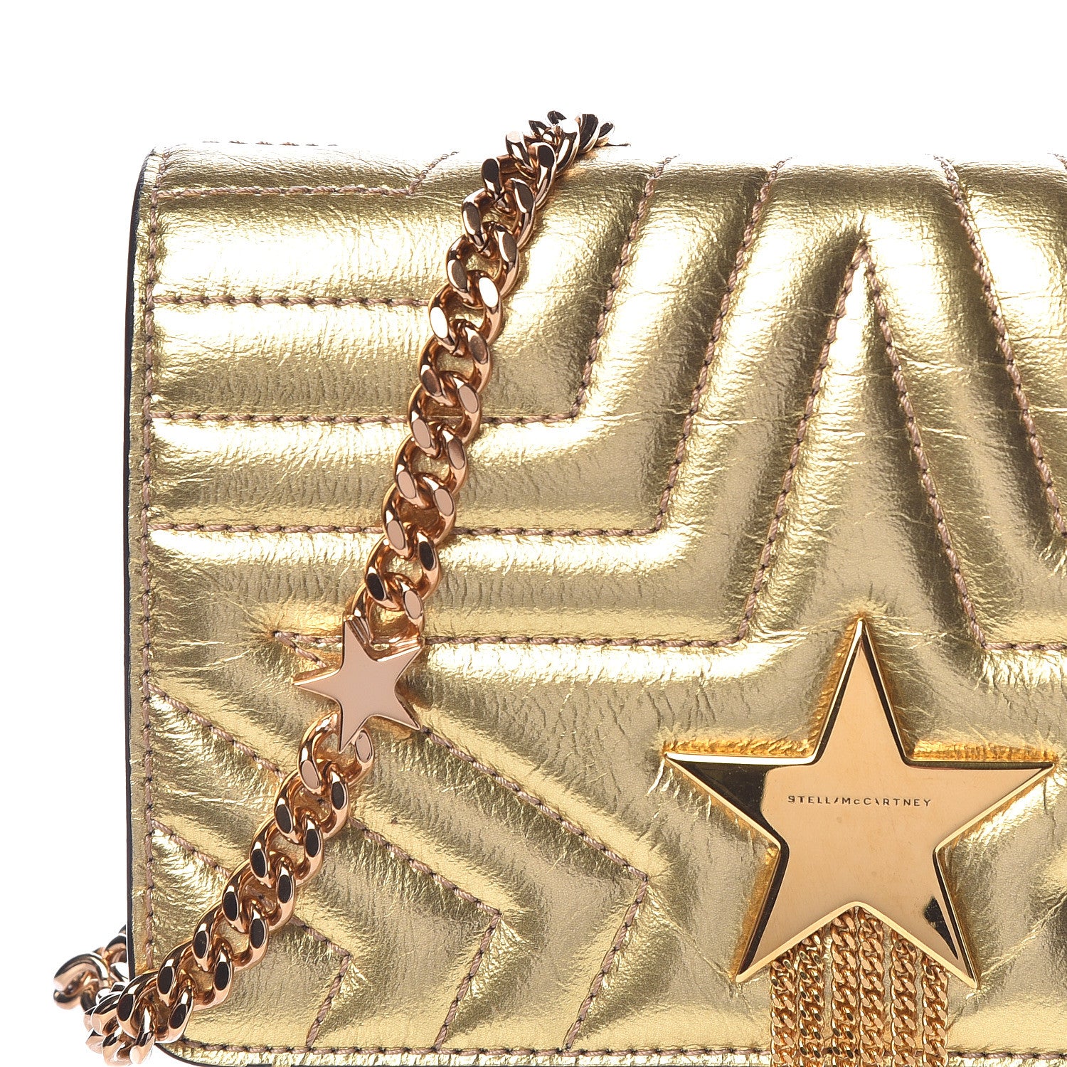 Stella McCartney Metallic Alter Nappa Star Small Flap Shoulder Bag Gold 10 of 10