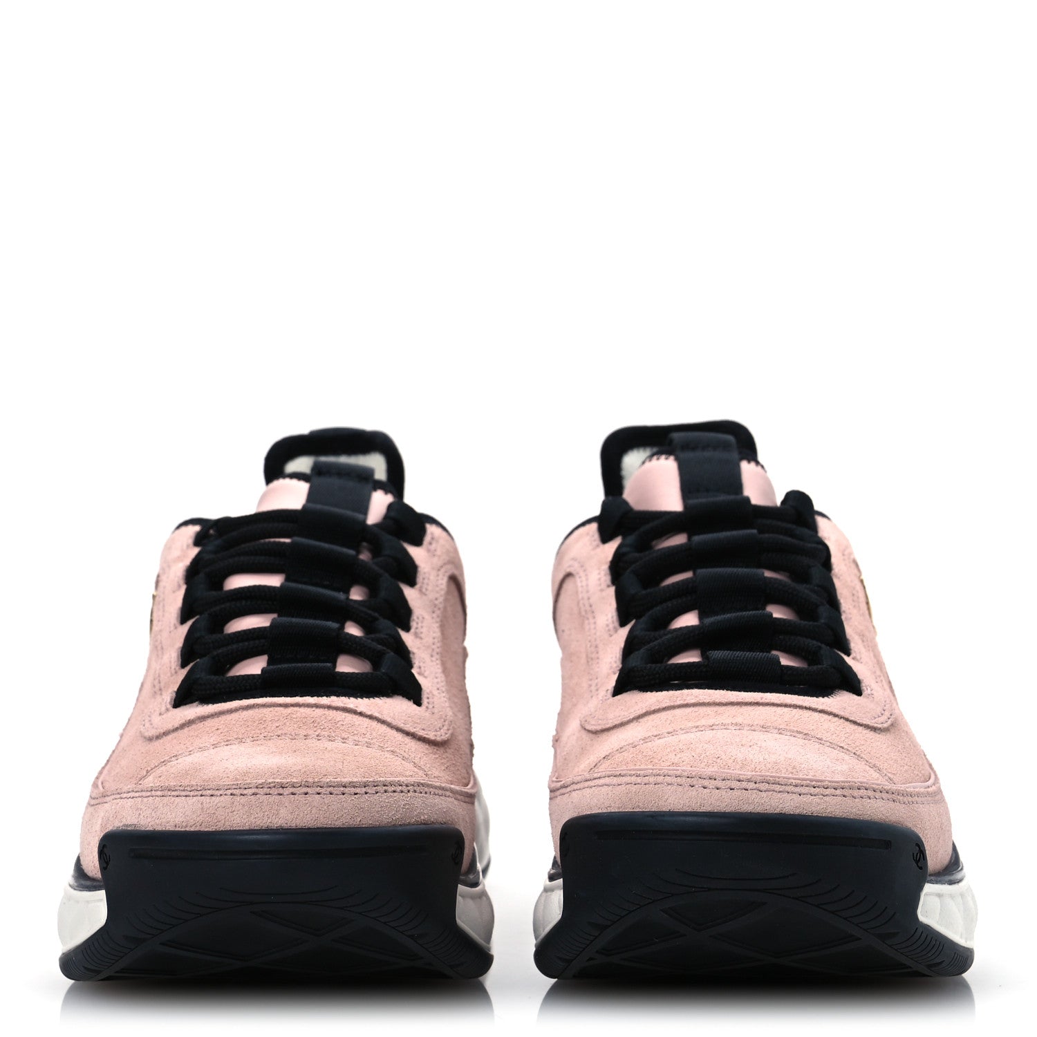 Chanel Suede Calfskin Nylon Grosgrain CC Sneakers 39.5 Light Pink 3 of 13