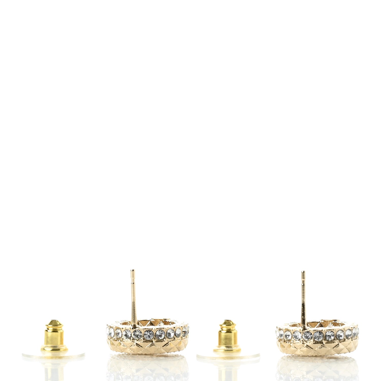 Chanel Crystal CC Round Earrings Gold 3 of 5