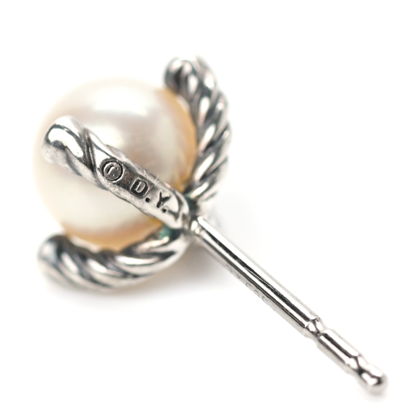 Sterling Silver Diamond Pearl 7mm Earrings