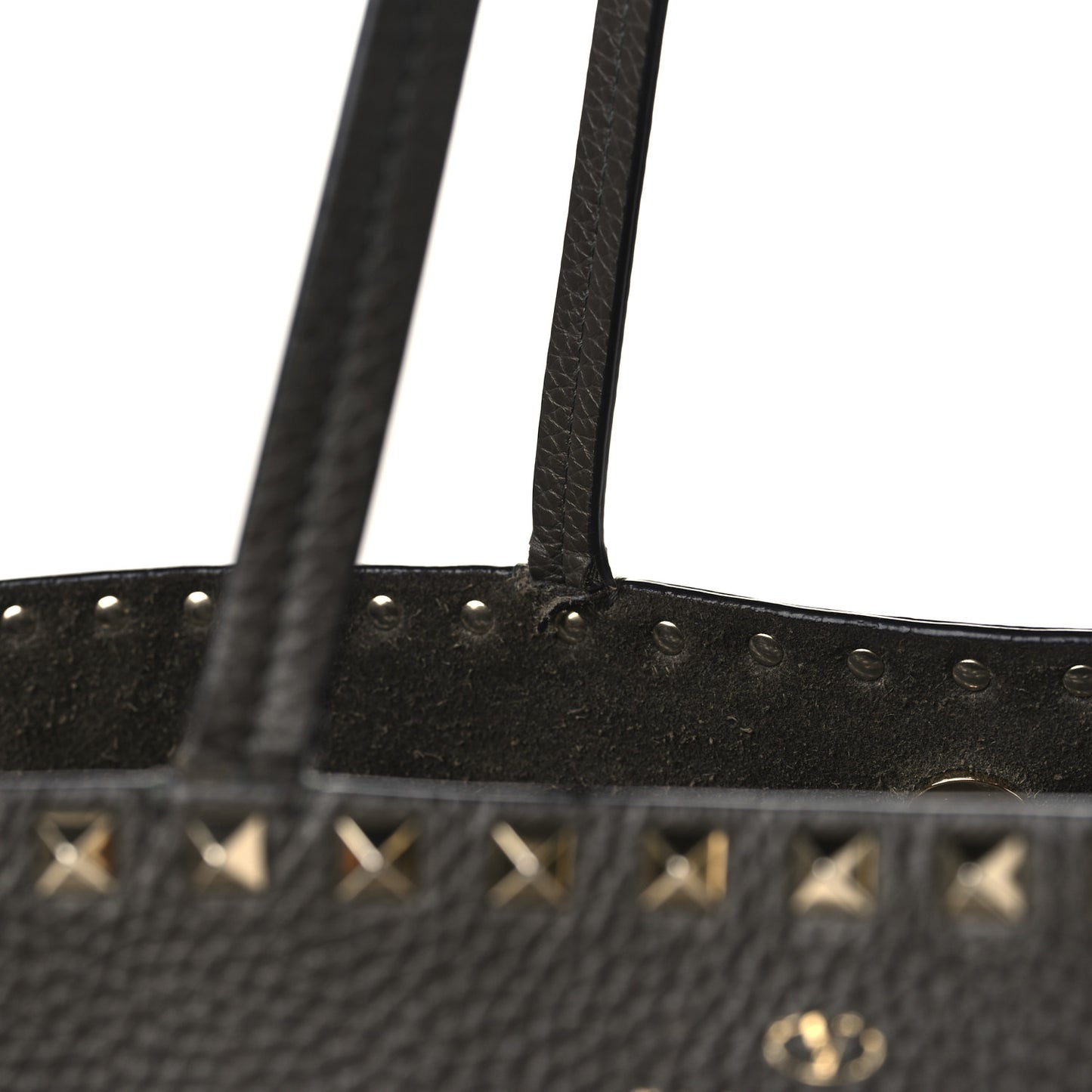 Grained Calfskin Rockstud Shoulder Tote Graphite