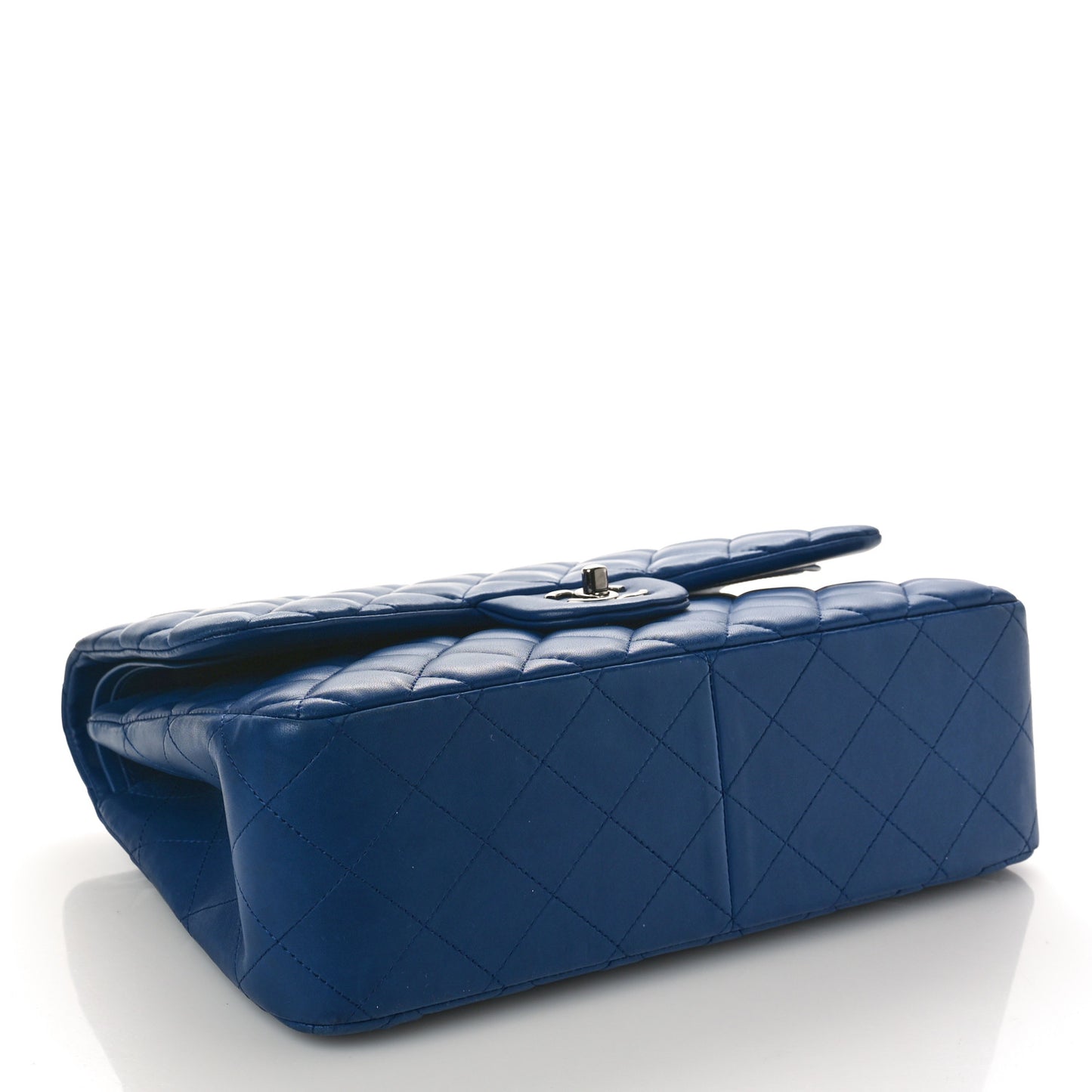Lambskin Quilted Jumbo Double Flap Blue