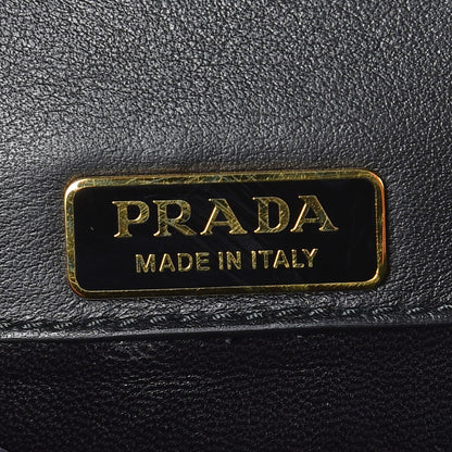 Prada City Calf Pionniere Saddle Bag Black White 6 of 6