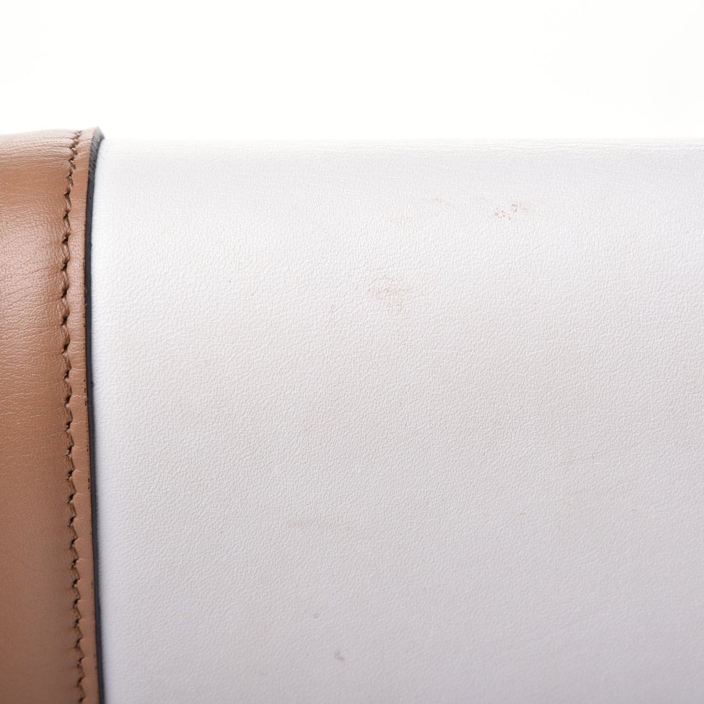 Shiny Smooth Calfskin Medium Frame Shoulder Bag Tan Optic White