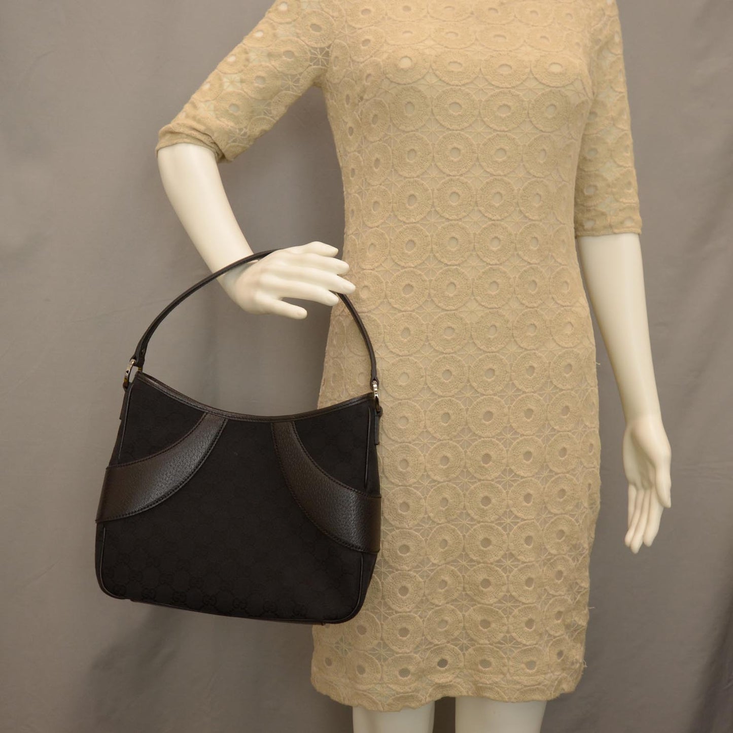 Monogram Leather Shoulder Bag Black