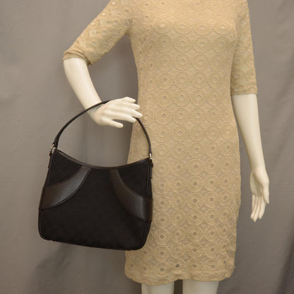Gucci Monogram Leather Shoulder Bag Black 2 of 7