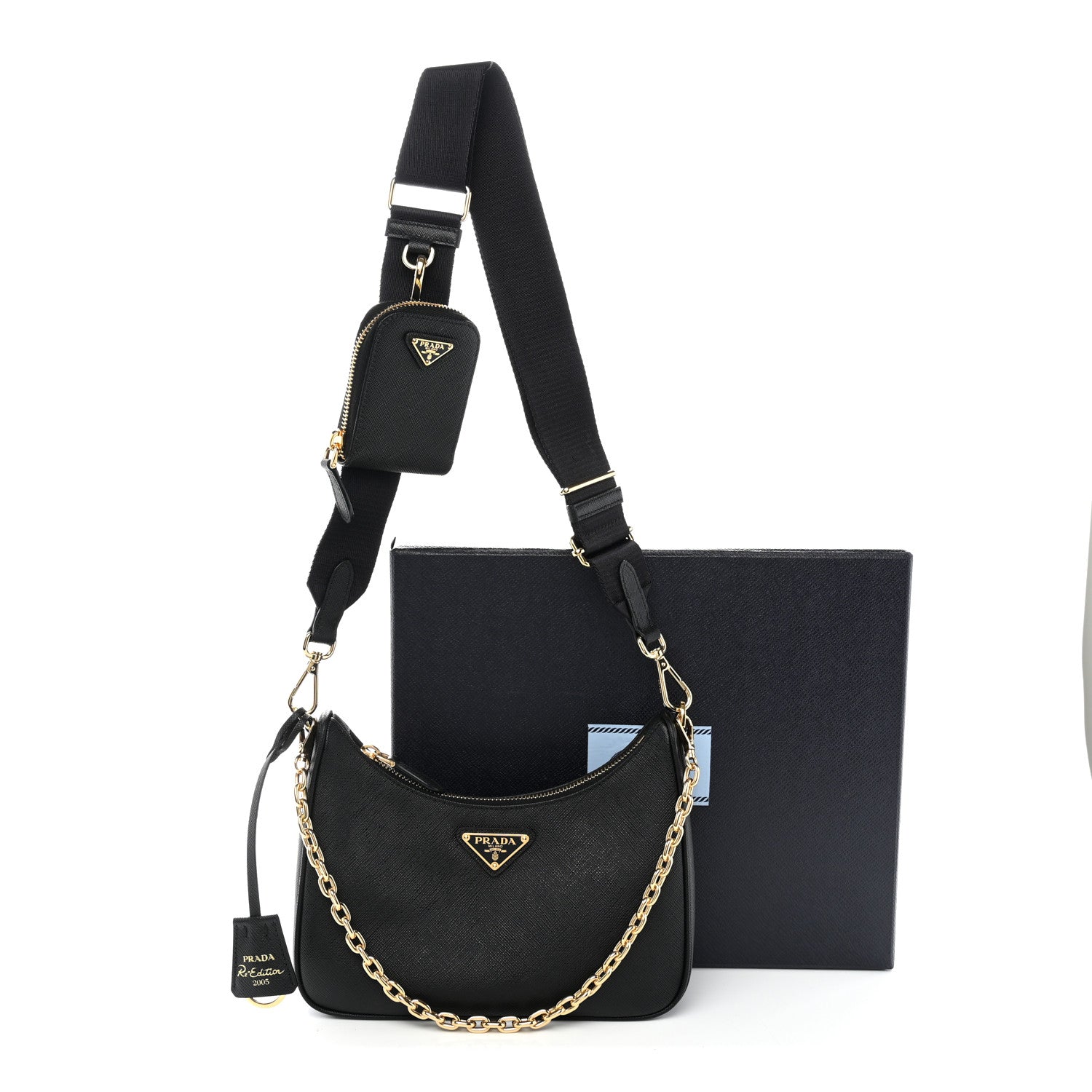 Prada Saffiano Lux Re-Edition 2005 Shoulder Bag Black 11 of 11