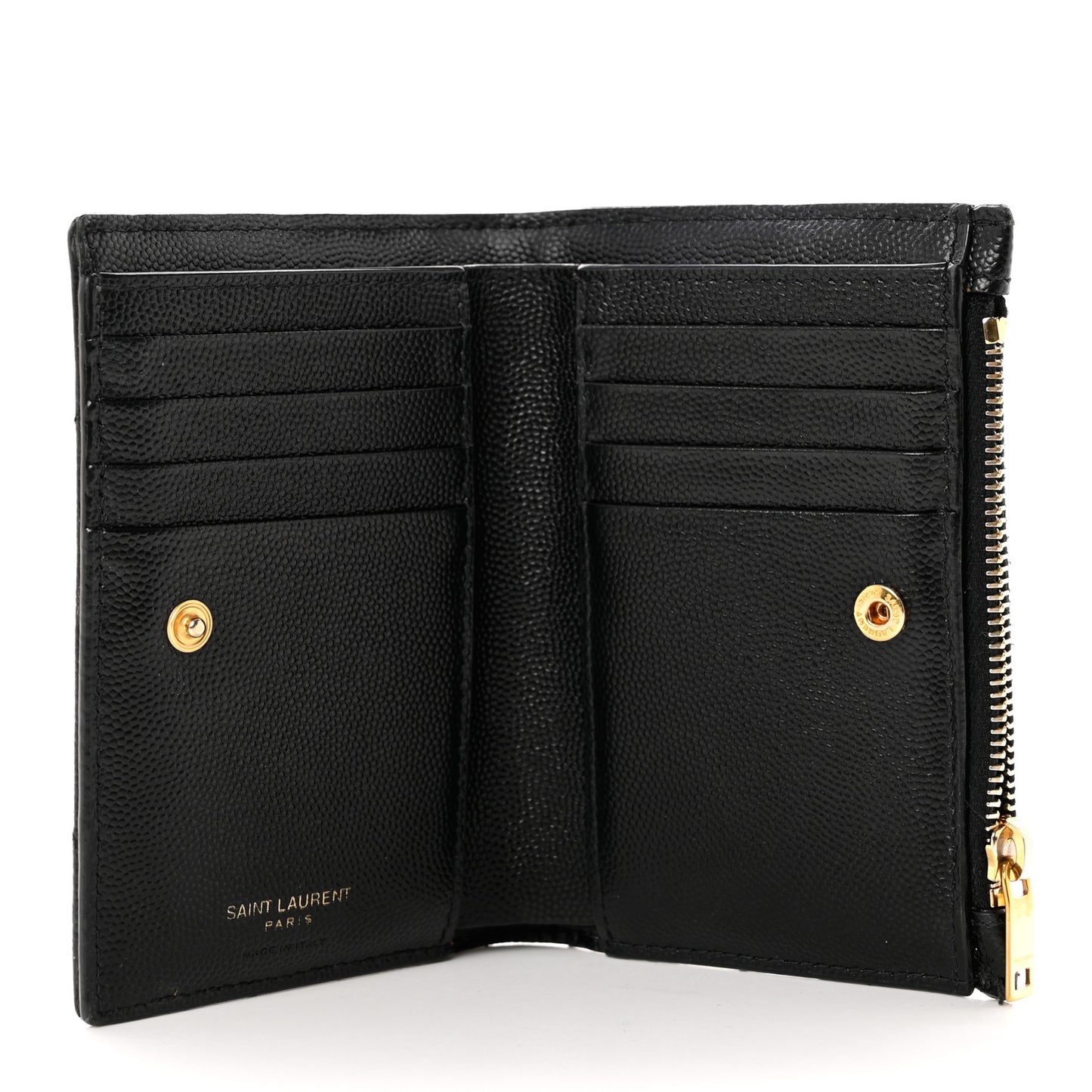 Grain De Poudre Matelasse Chevron Monogram Zipped Two-Part Wallet Black