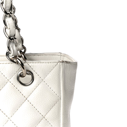 Chanel Caviar Quilted Petit Shopping Tote PST White 22 of 38