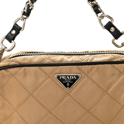 Prada Tessuto Nylon Saffiano Impunturato Quilted Pochette Cammello Black 8 of 10