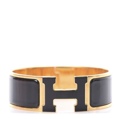 Hermes Enamel Wide Clic Clac H Bracelet GM Black 1 of 3