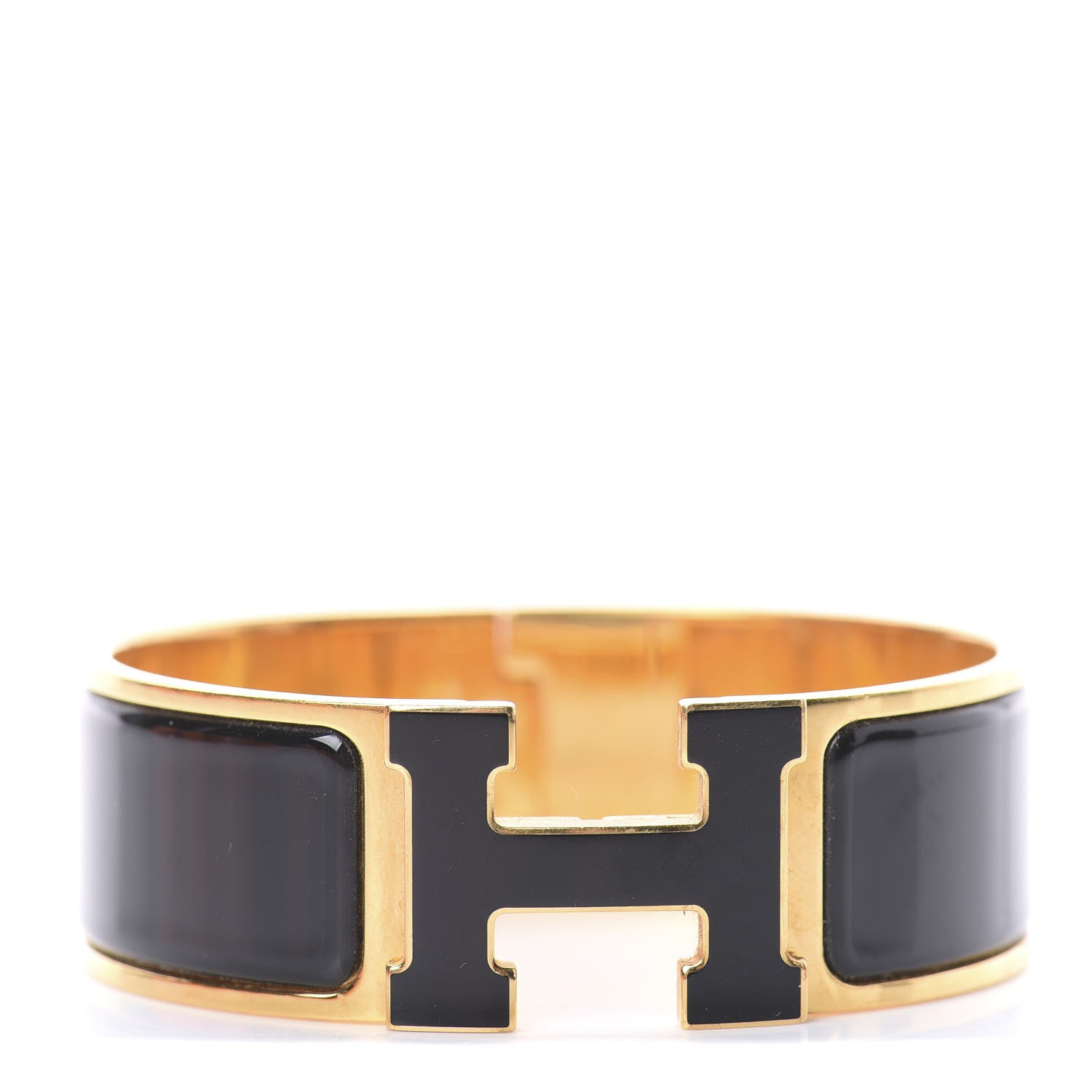 Hermes Enamel Wide Clic Clac H Bracelet GM Black 1 of 3