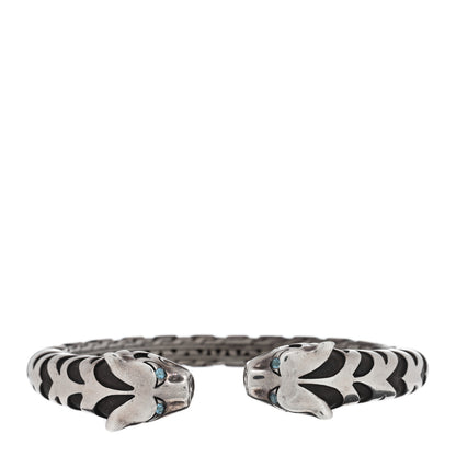 John Hardy Sterling Silver Blue Topaz Palu Macan Tiger Stripe hinged Cuff Bracelet 1 of 5