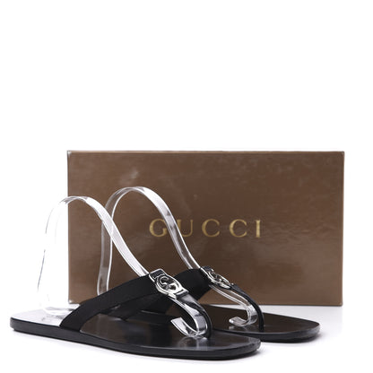 Gucci Patent Calfskin Cardinal Thong Sandals 39 Black 9 of 9