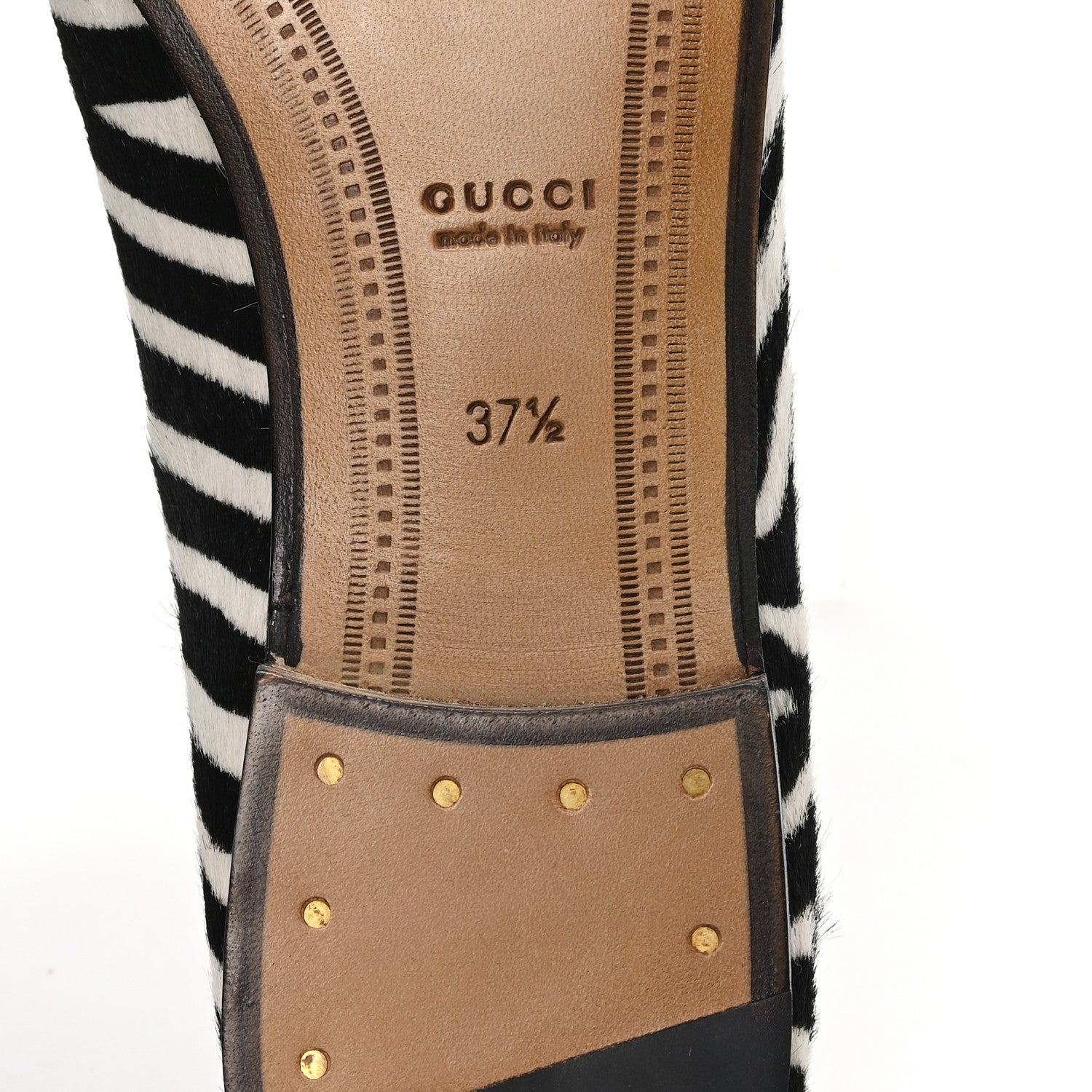 Gucci Pony Hair Zebra Print Womens Horsebit Moccasin Loafers 37.5 Black White 7 of 10