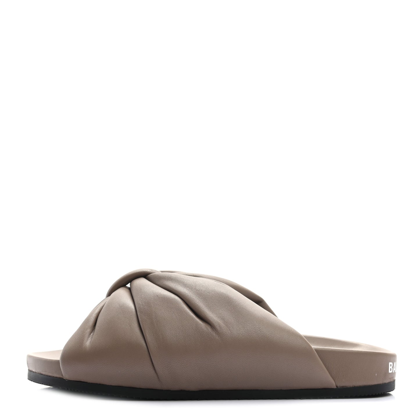 Smooth Nappa Logo Puffy Slide Sandals 35 Mink Grey White
