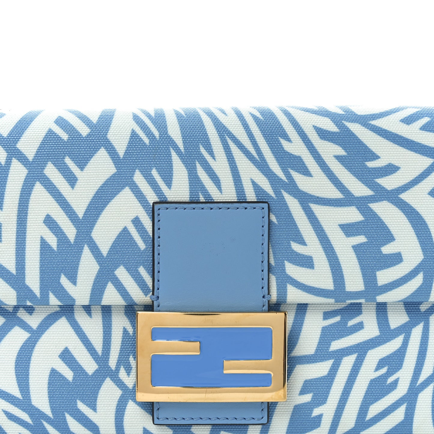X SARAH COLEMAN Glazed Canvas Vitello King FF Vertigo Baguette 1997 Cyber Blue White