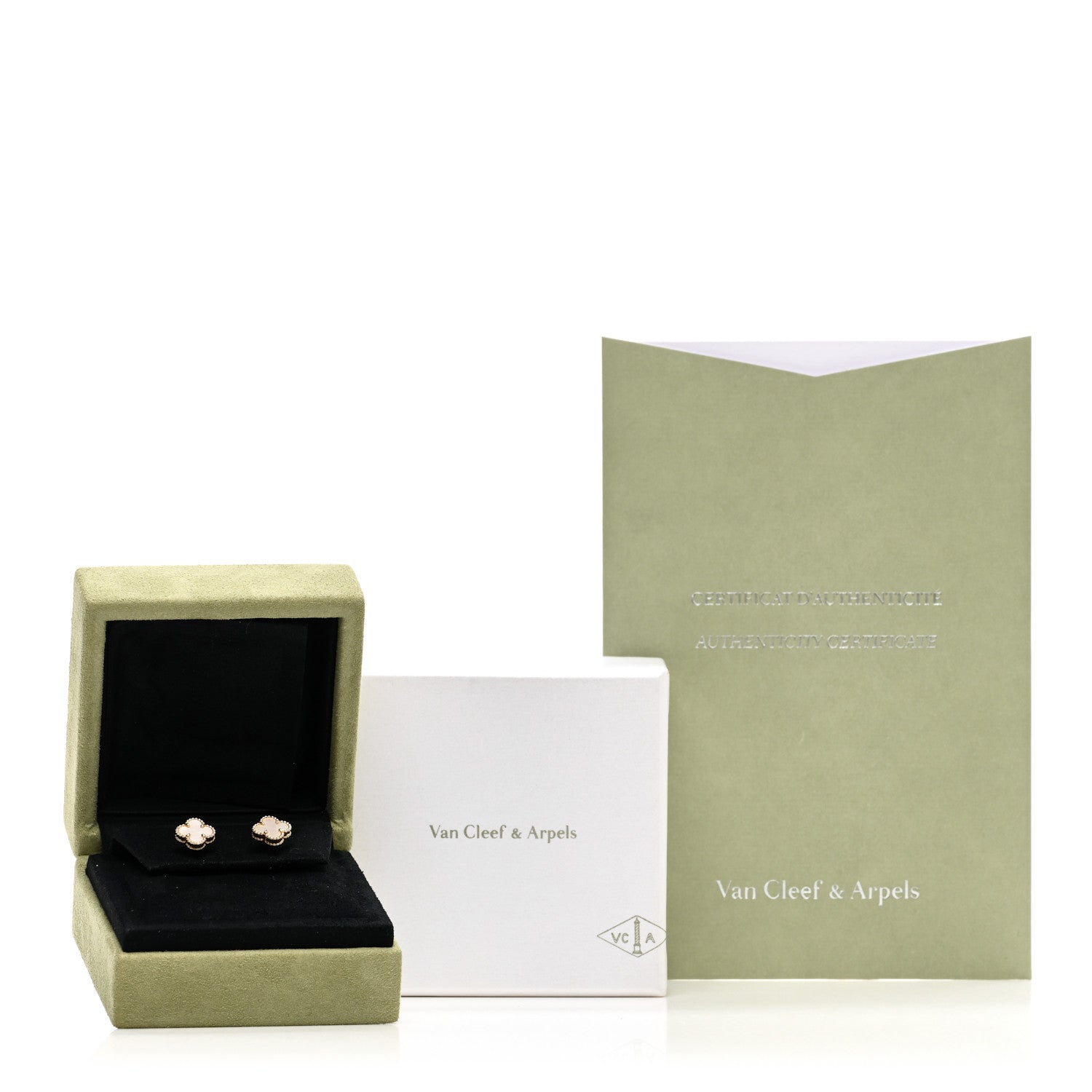 Van Cleef & Arpels 18K Yellow Gold Mother of Pearl Sweet Alhambra Earrings 5 of 5