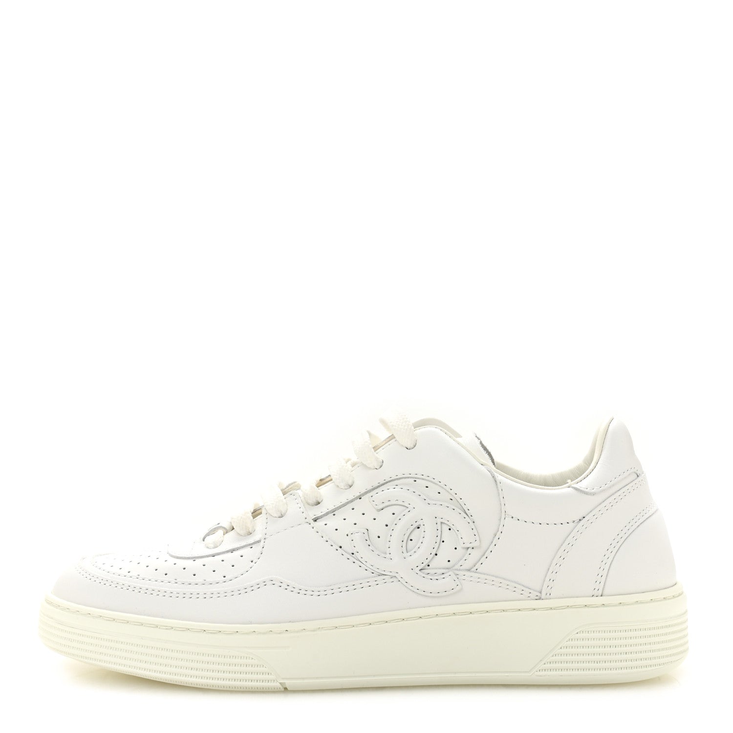 Chanel Calfskin CC Womens Sneakers 38 White 1 of 10