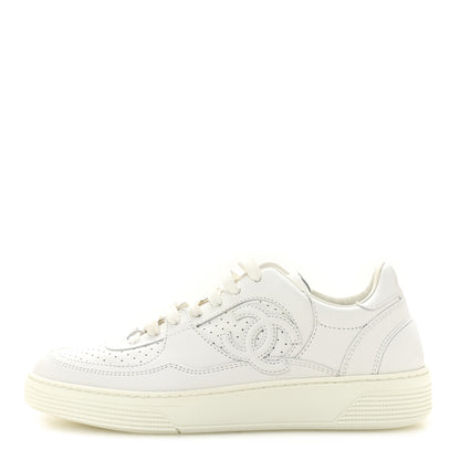 Chanel Calfskin CC Womens Sneakers 38 White 1 of 10