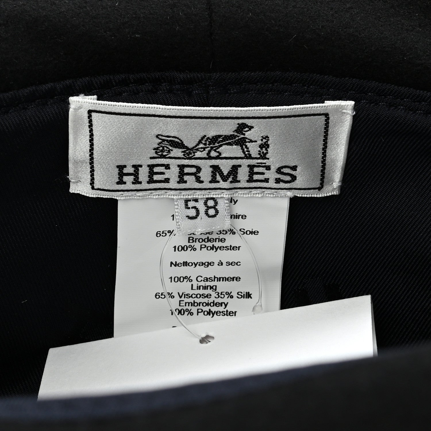 Hermes Cashmere Debbie Charms Bucket Hat 58 Black 8 of 8
