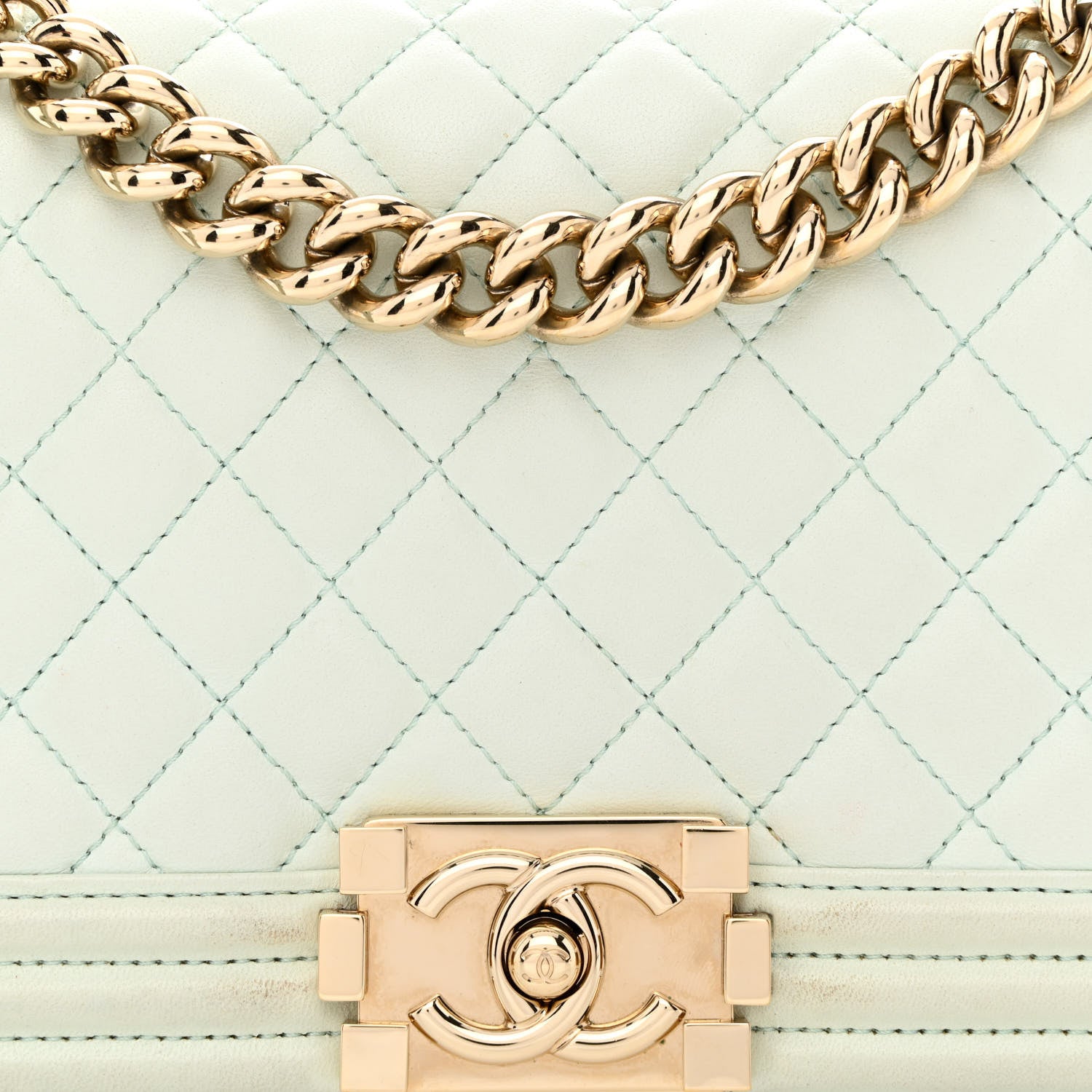 Chanel Lambskin Quilted New Medium Boy Flap Light Green 9 of 14