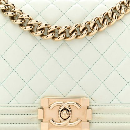 Chanel Lambskin Quilted New Medium Boy Flap Light Green 9 of 14