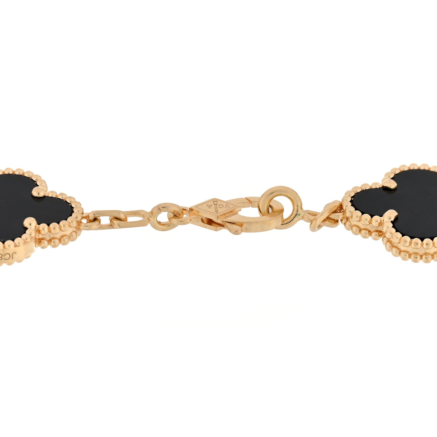 18K Yellow Gold Black Onyx 5 Motifs Vintage Alhambra Bracelet