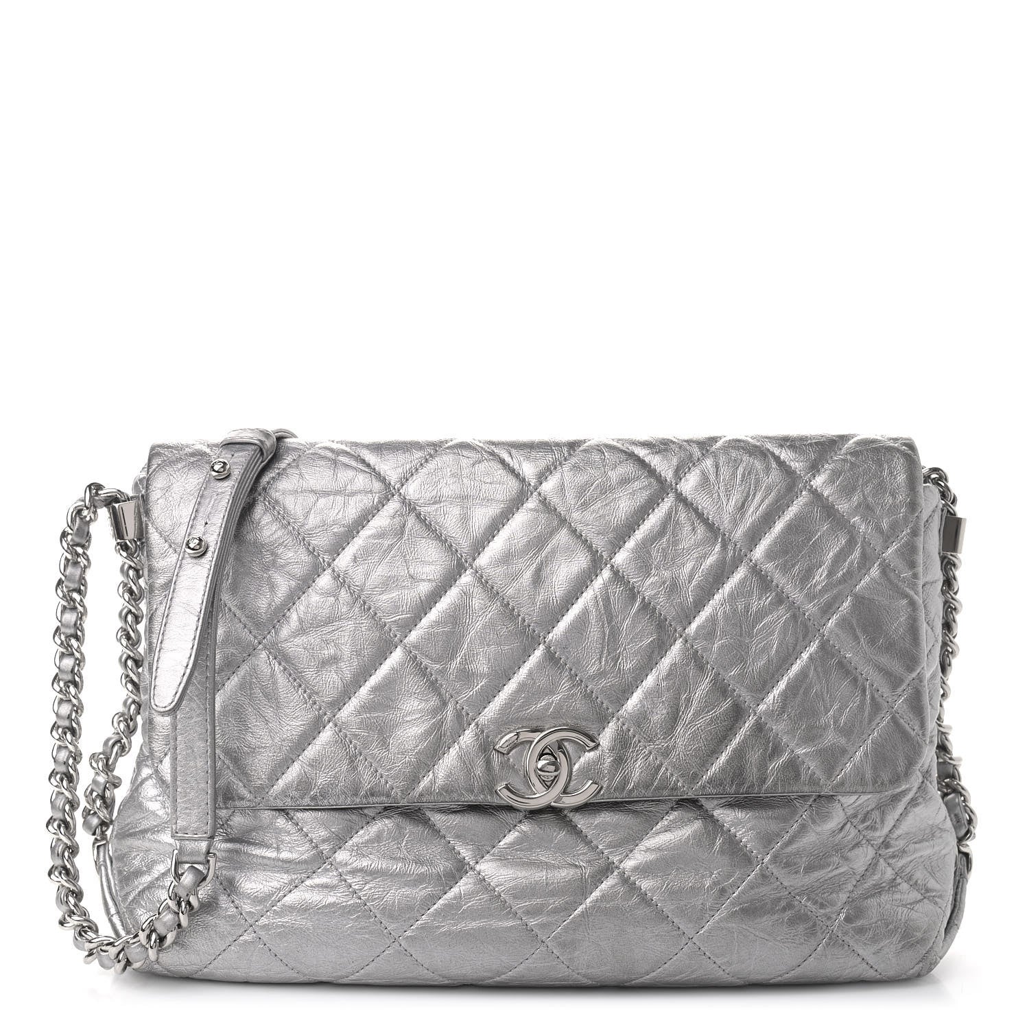 Chanel Crackled Aged Calfskin Big Bang Flap Silver 1 of 9