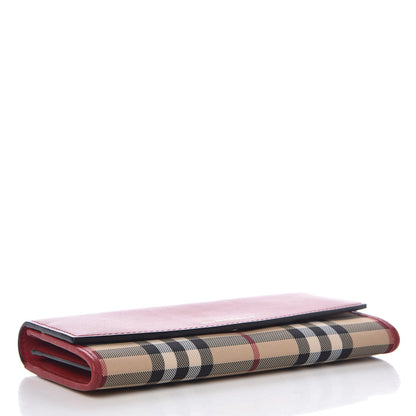 Burberry Calfskin House Check Continental Wallet Red 4 of 7