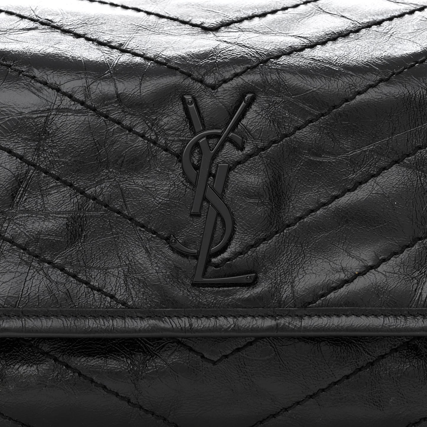 Crinkled Calfskin Matelasse Monogram Niki Body Bag Black