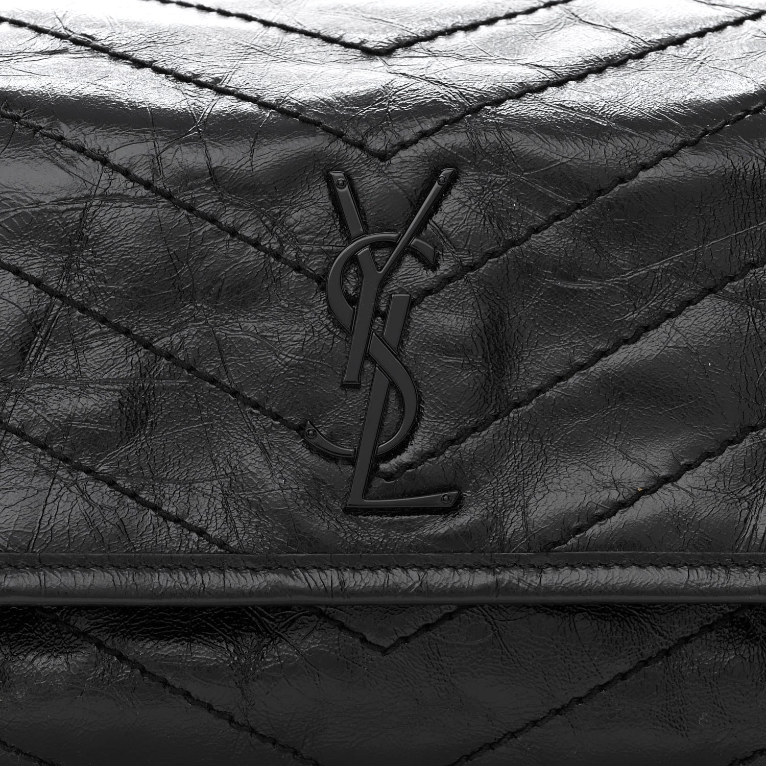 Saint Laurent Crinkled Calfskin Matelasse Monogram Niki Body Bag Black 8 of 10