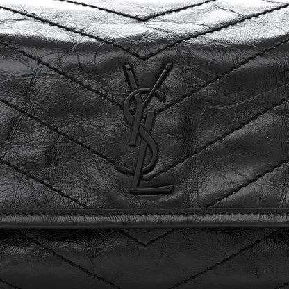 Saint Laurent Crinkled Calfskin Matelasse Monogram Niki Body Bag Black 8 of 10