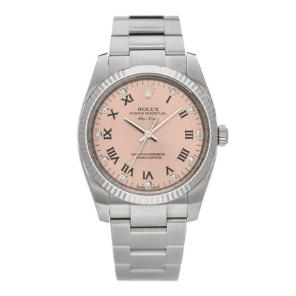 Rolex Stainless Steel 18K White Gold Diamond 34mm Air-King Oyster Perpetual Watch Pink 114234 1 of 5