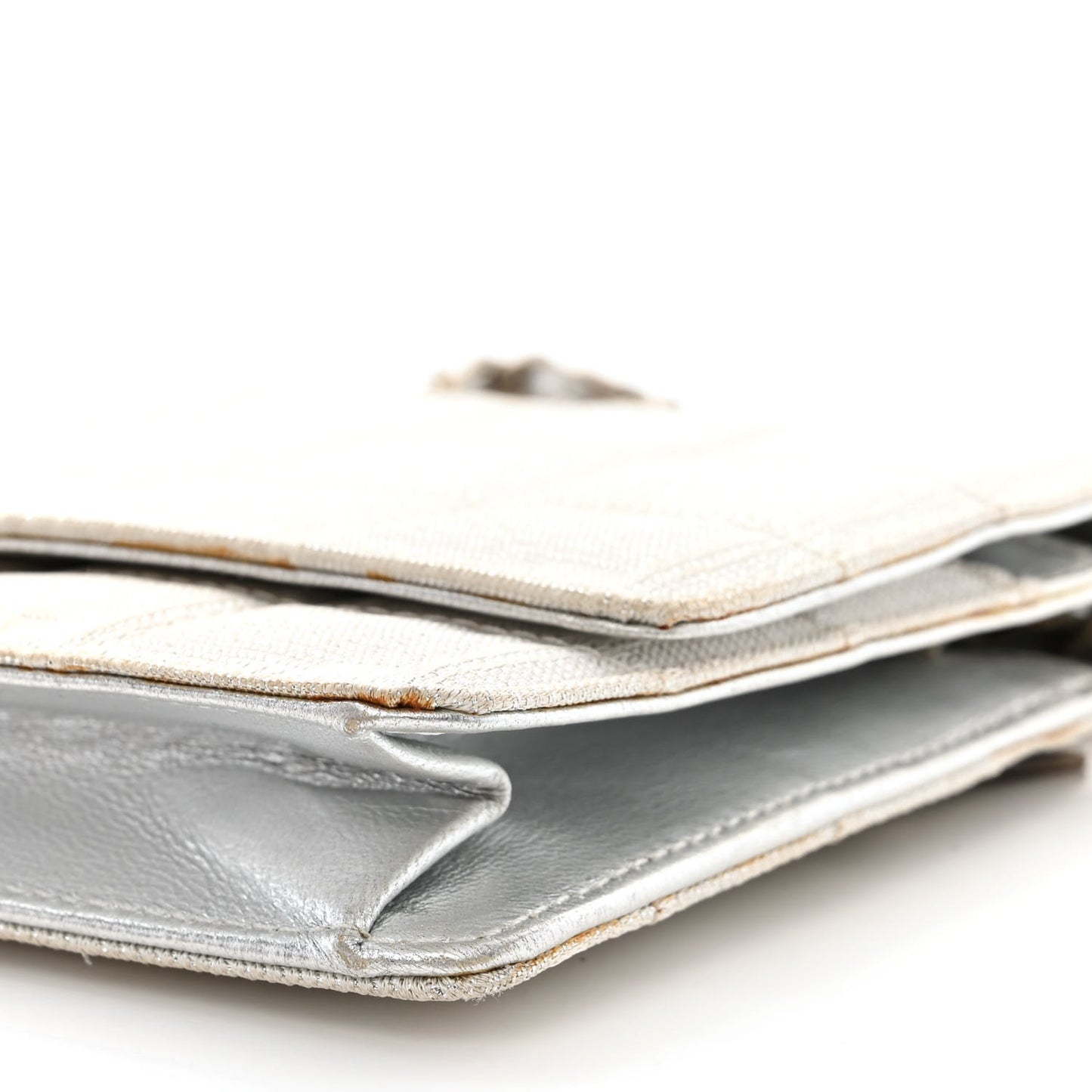 Nylon Travel Wallet On Chain WOC Metallic Silver