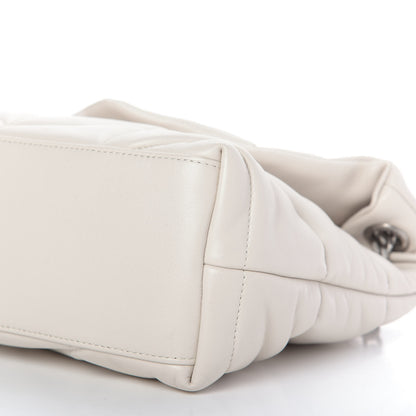 Saint Laurent Lambskin Quilted Small Loulou Puffer Monogram Chain Satchel Blanc Vintage 8 of 10