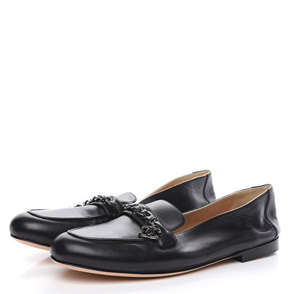 Chanel Calfskin Chain Loafers 40 Black 3 of 8