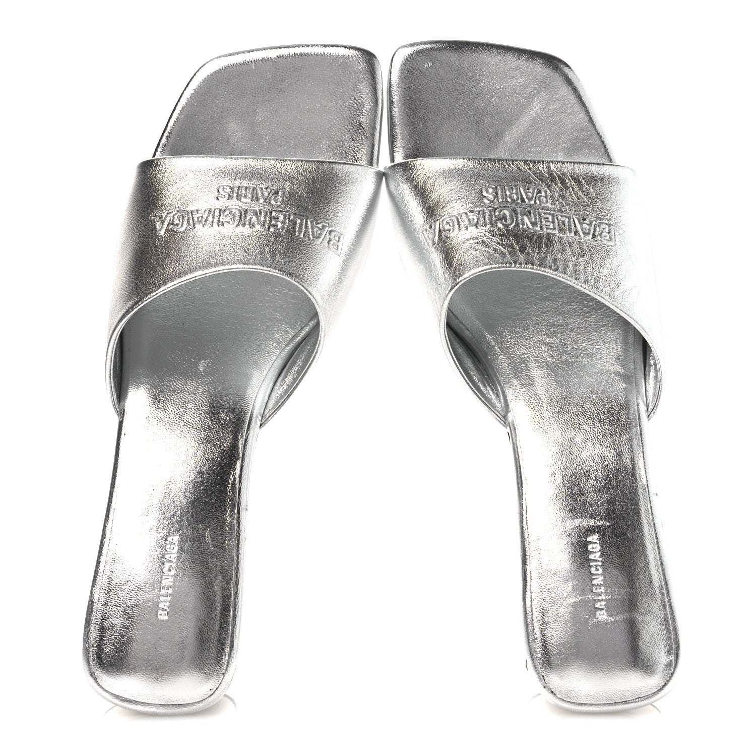 Balenciaga Metallic Sheepskin Duty Free 70mm Sandals 39 Silver 2 of 13