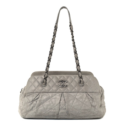 Chanel Iridescent Calfskin Chic Quilt Bowling Bag Grey 1 of 9