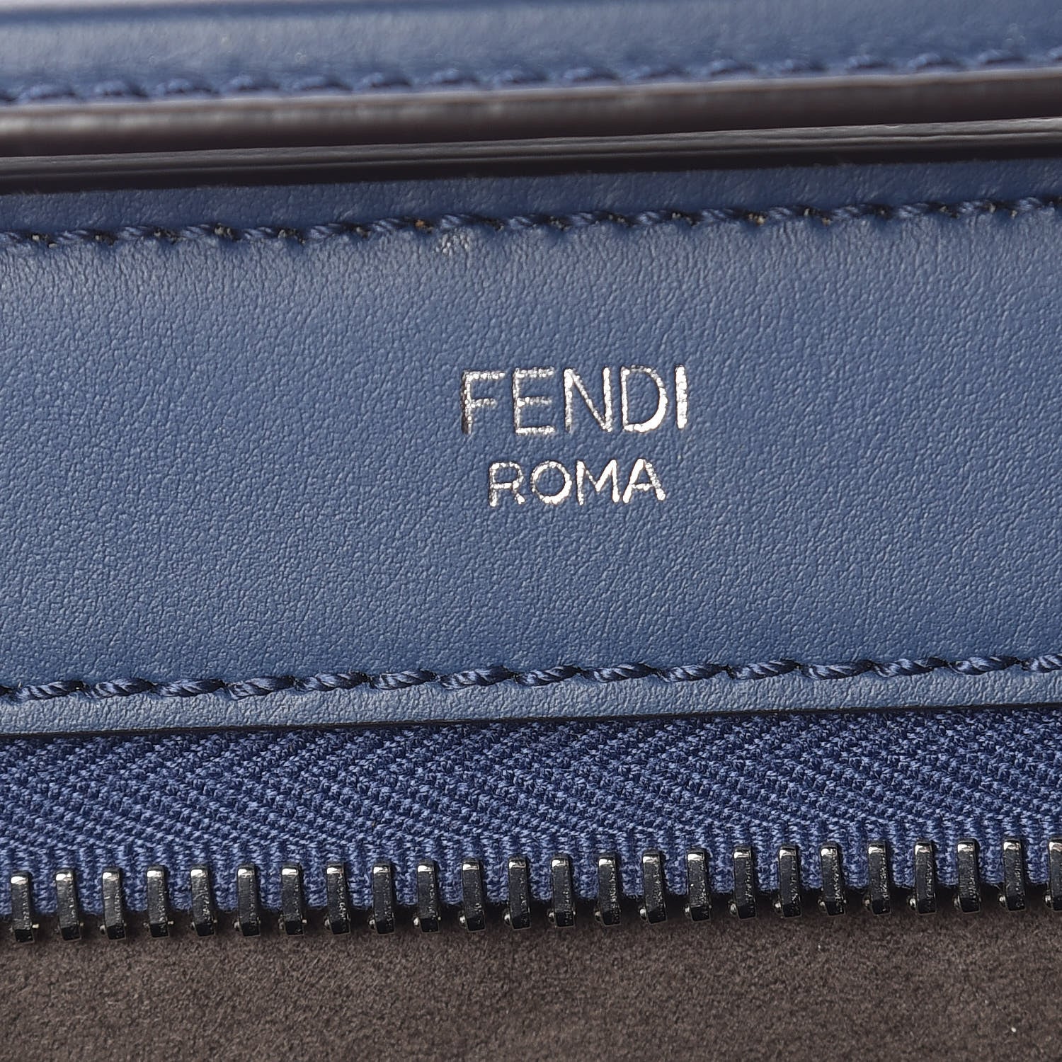 Fendi Calfskin Flowerland Studded Dotcom Satchel Blue 7 of 14