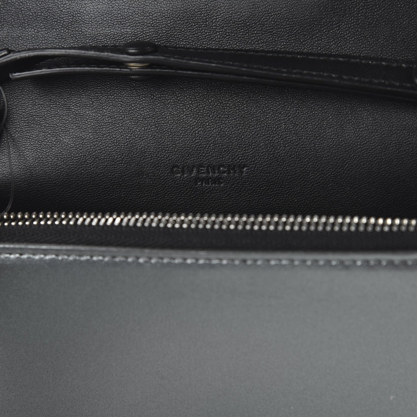 Metallic Lambskin Emblem Chain Wallet Silver