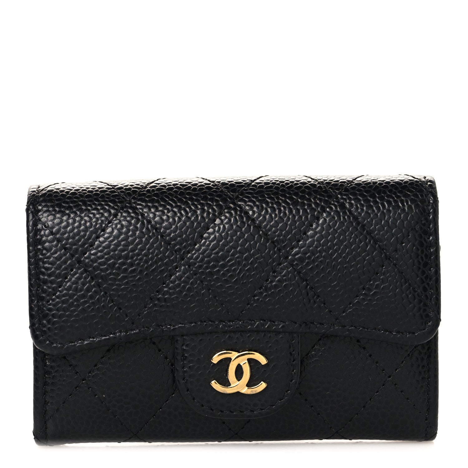 Chanel Caviar Quilted Flap Card Holder Wallet Black 1 of 9