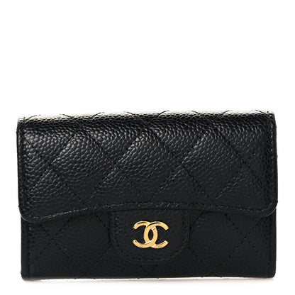Chanel Caviar Quilted Flap Card Holder Wallet Black 1 of 9