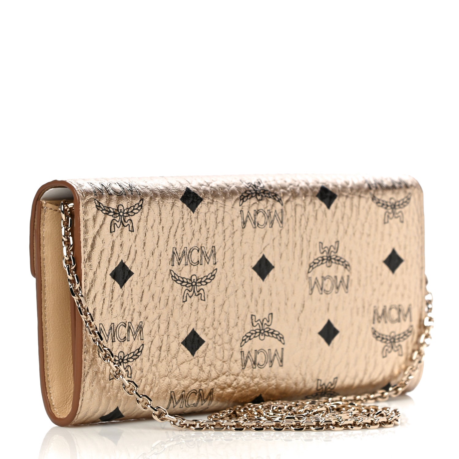 MCM Metallic Visetos Patricia Wallet On Chain Gold 3 of 10